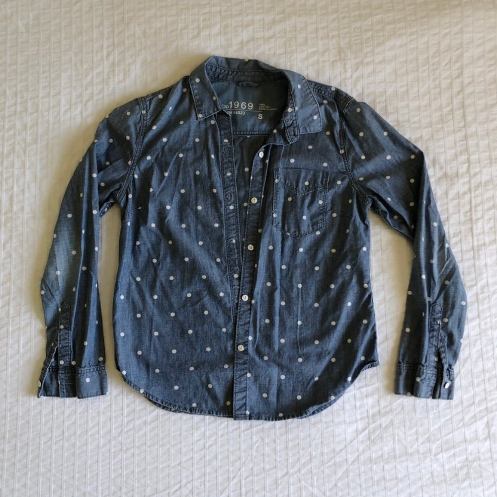 Gap Polka Dotted Denim Button Up